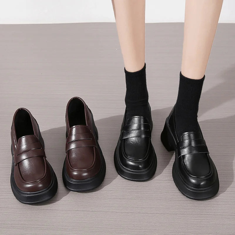 Women's Platform Mary Jane Loafers – British Slip-On Style
