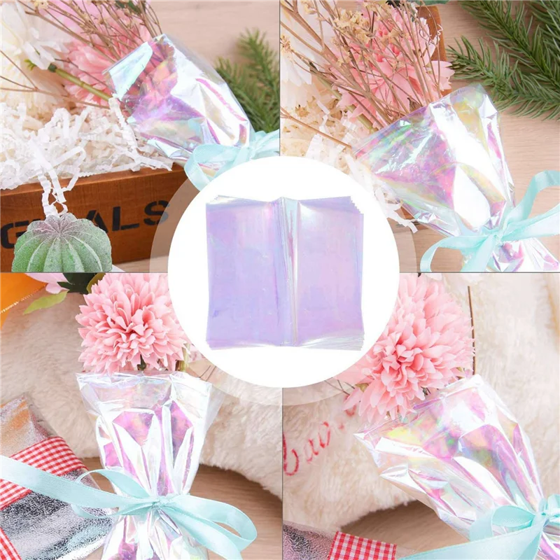 A36T-60 X Cellophane Wrap Paper Iridescent Film Rainbow Flower