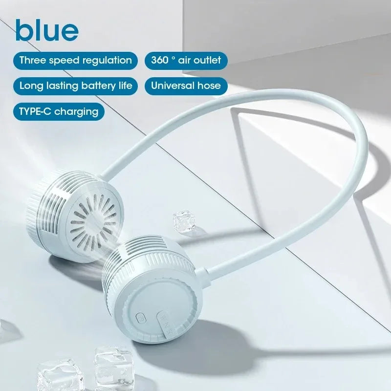 360° Bendable Bladeless Neck Fan – 3-Speed Rechargeable Cooling