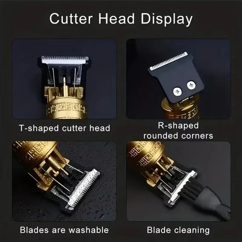 Vintage T9 Hair Clipper Professional Carving USB Fast Rechargeable