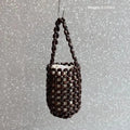 Handmade Wood Bead Mini Bucket Bag – Boho Wrist Purse