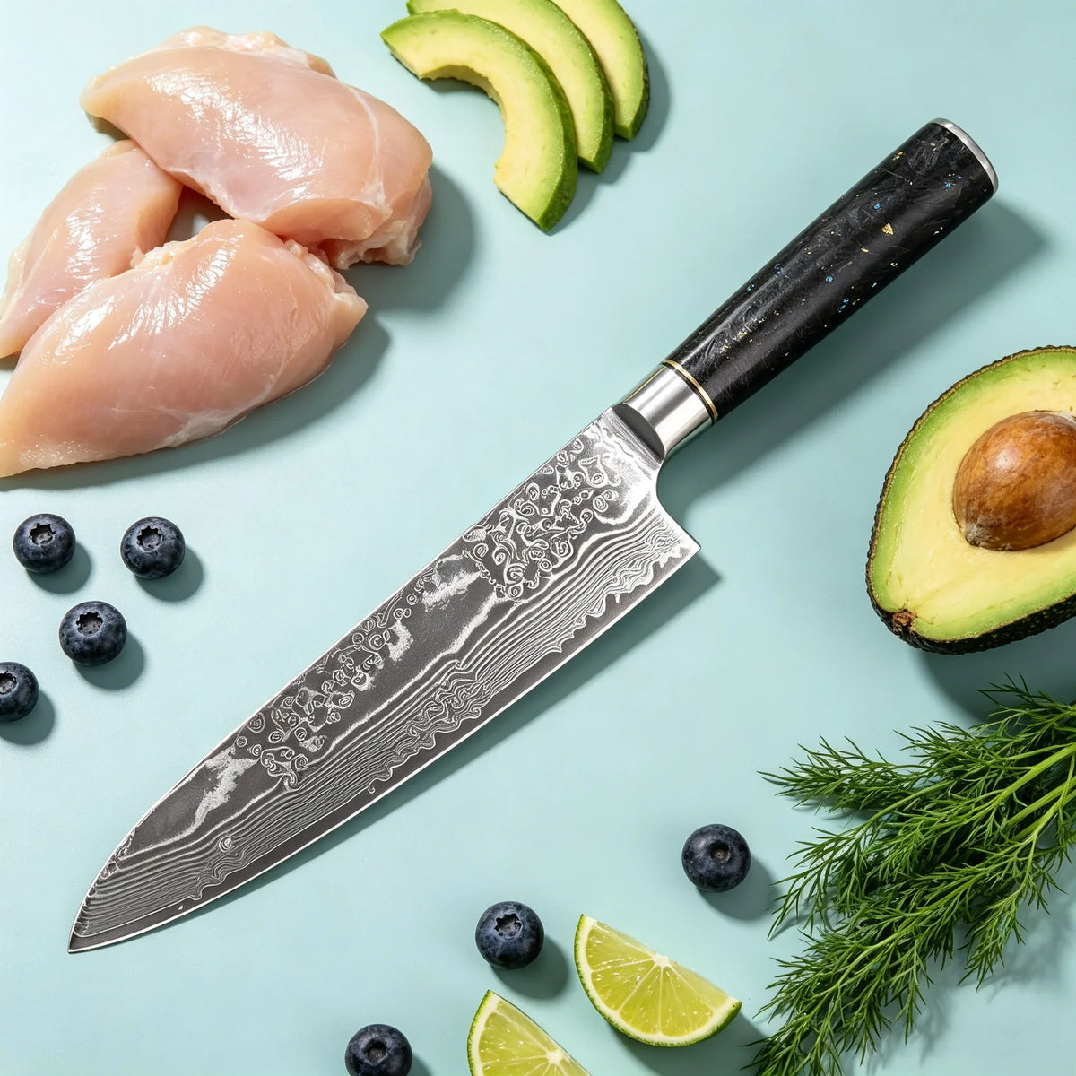 67-Layer Damascus Steel Chef Knife – 8" Kitchen Cleaver