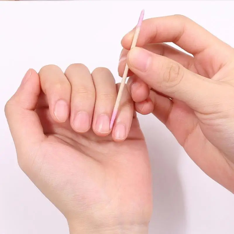 Dual-Tip Wood Cotton Swabs for Nail Polish Removal | 100–500 Pcs