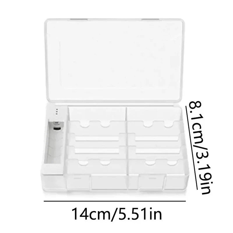 Battery Storage Box with Power Detector – AA & AAA Organizer