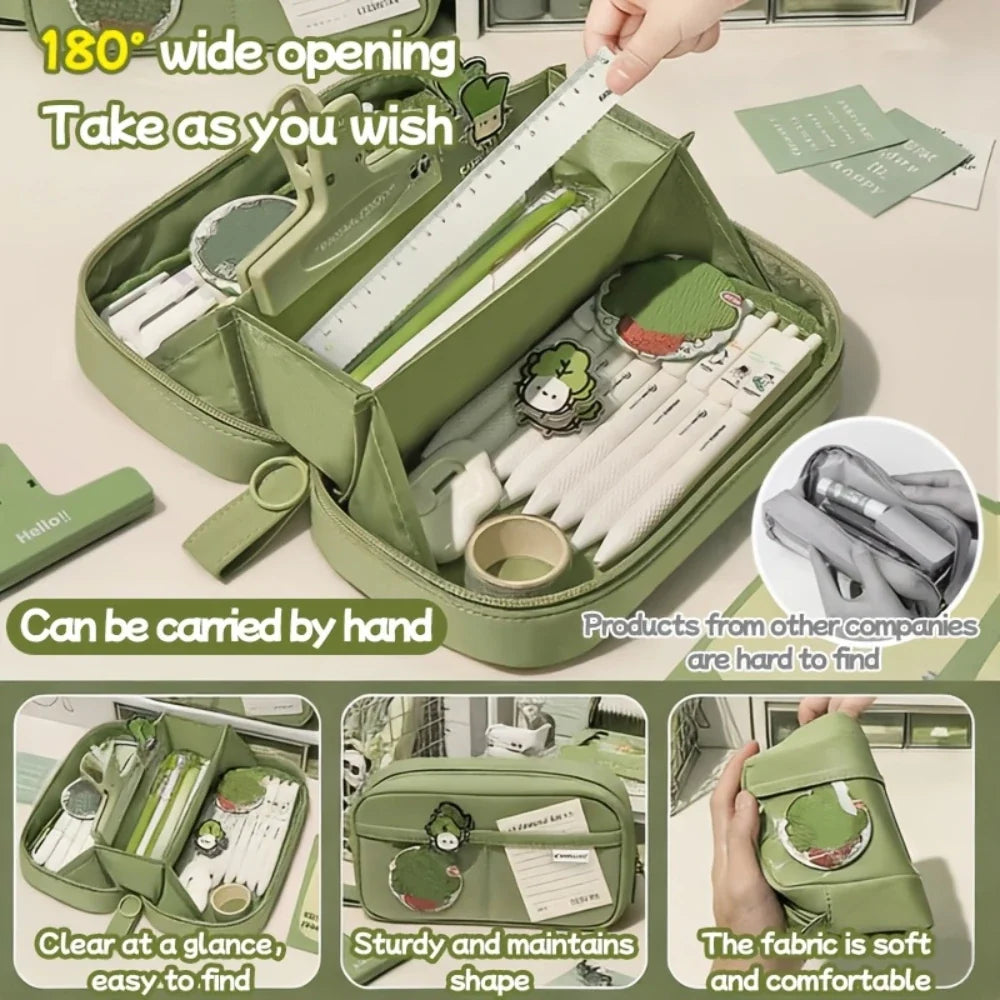Volcano Pencil Case 3-Layer Compartment Stationery Organizer