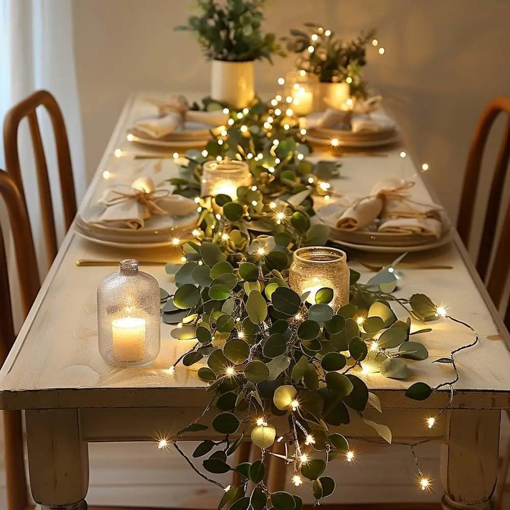 Lighted Eucalyptus Garland | Battery-Powered LED Fairy Vine Decor
