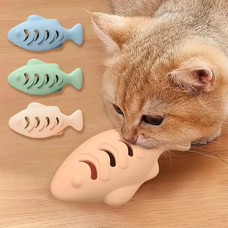 Fish-Shaped Silicone Cat Chew Toy | Interactive Treat Dispenser
