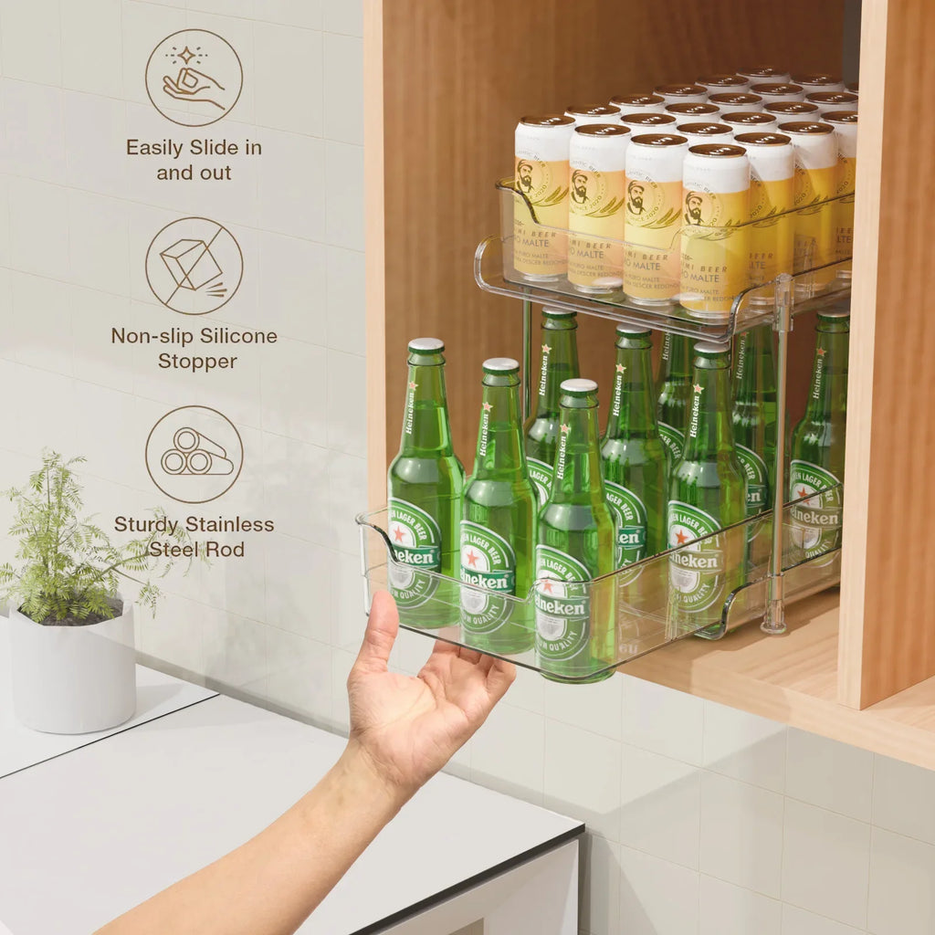 2 Tier Under Sink Organizer Sliding Cabinet Basket Drawer Storage