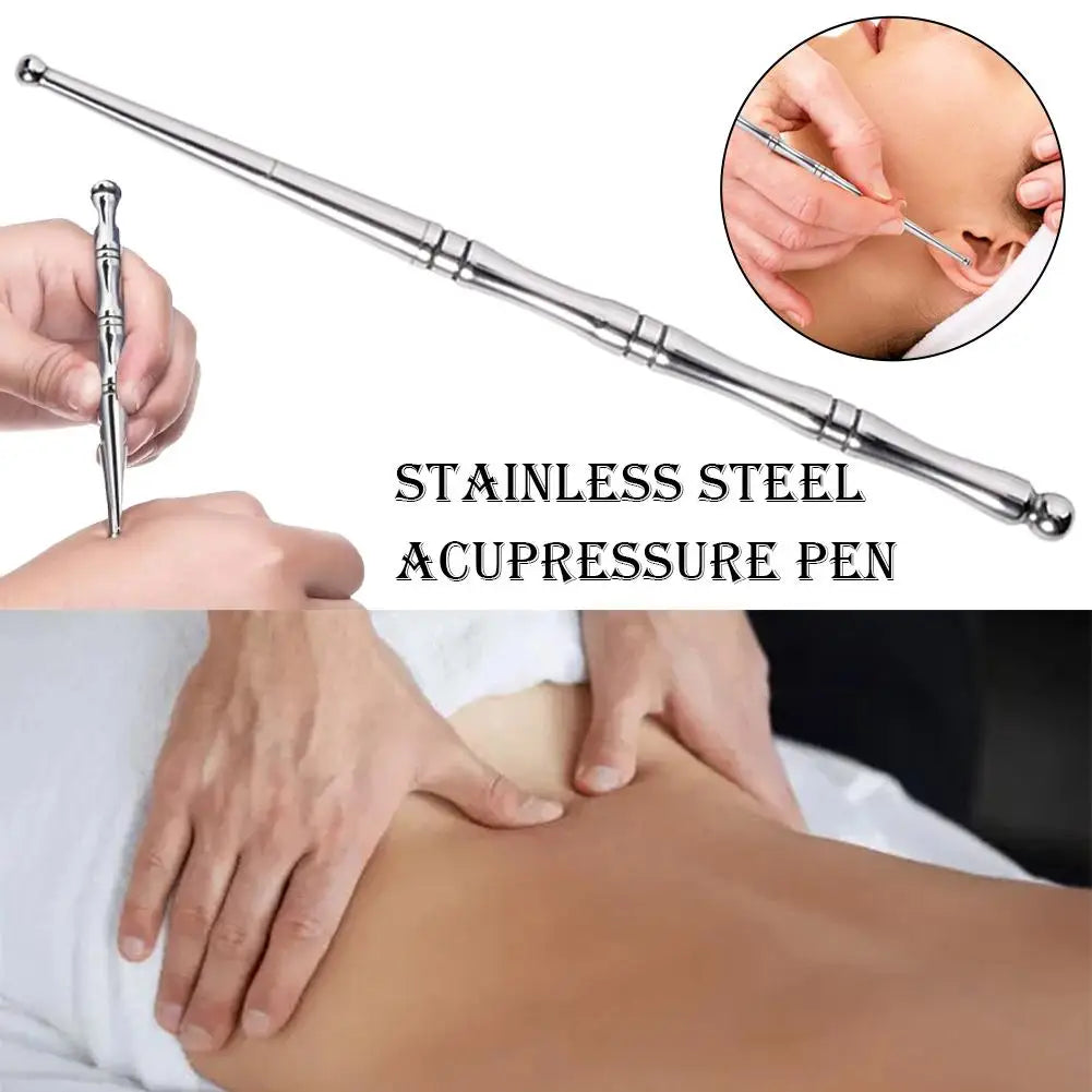 Stainless Steel Acupressure Pen – Dual 4mm/5mm Head Massage Tool