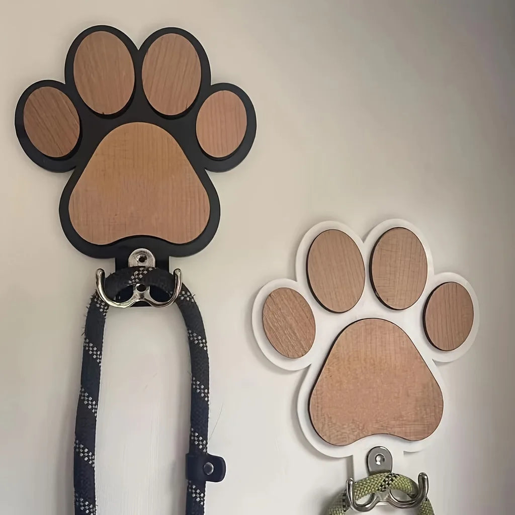 Fashionable Wooden Paw Print Wall Hooks Polished Handcrafted Towel