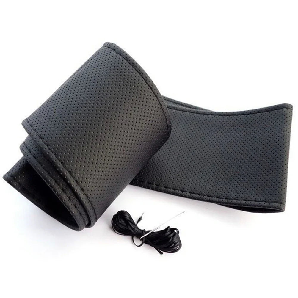 DIY PU Leather Steering Wheel Cover with Needle & Thread