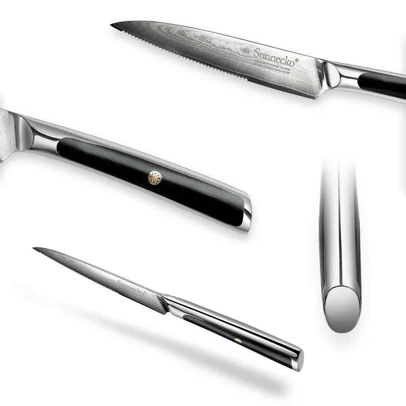 Sunnecko 5" Damascus Steak Knife – 73-Layer VG10 Steel