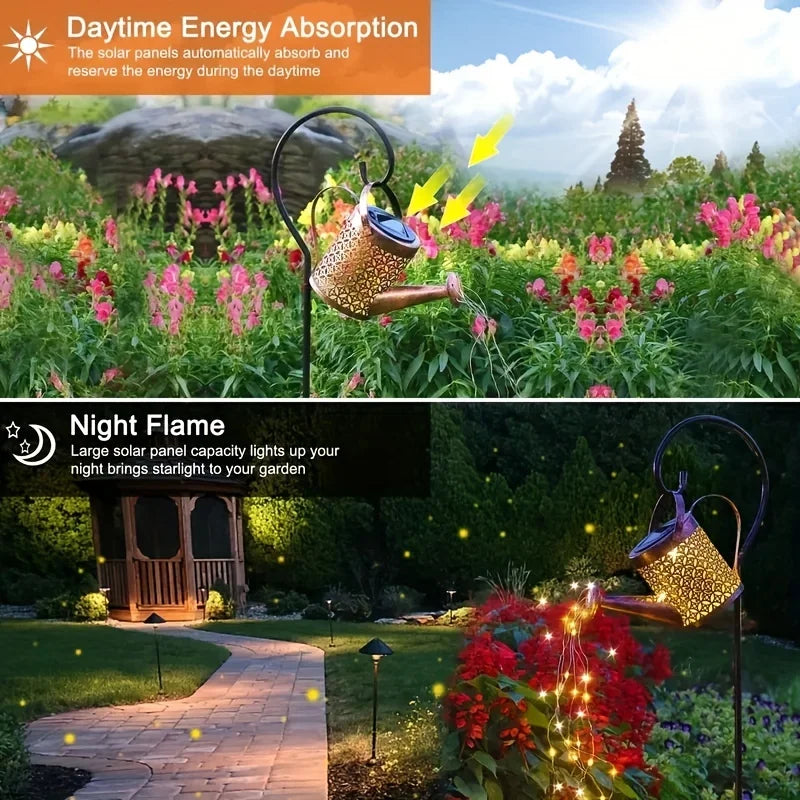 Solar Watering Can LED Garden Light | Retro Iron Stake Decor