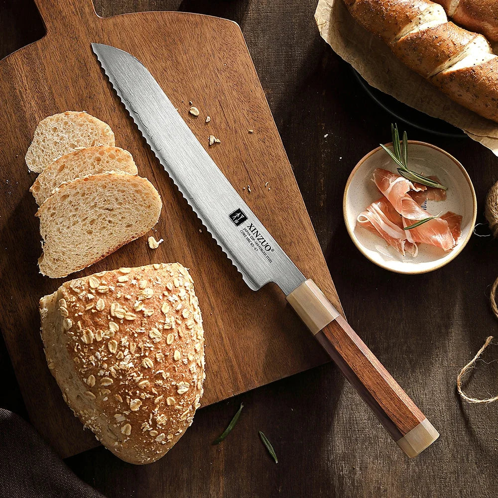XINZUO 8.7" Bread Knife ZDP-189 Steel & Desert Ironwood Handle