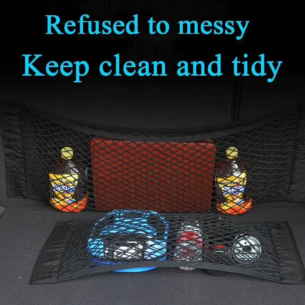 Car Storage Net Stretchable Mesh Pocket Magic Elastic Sticker