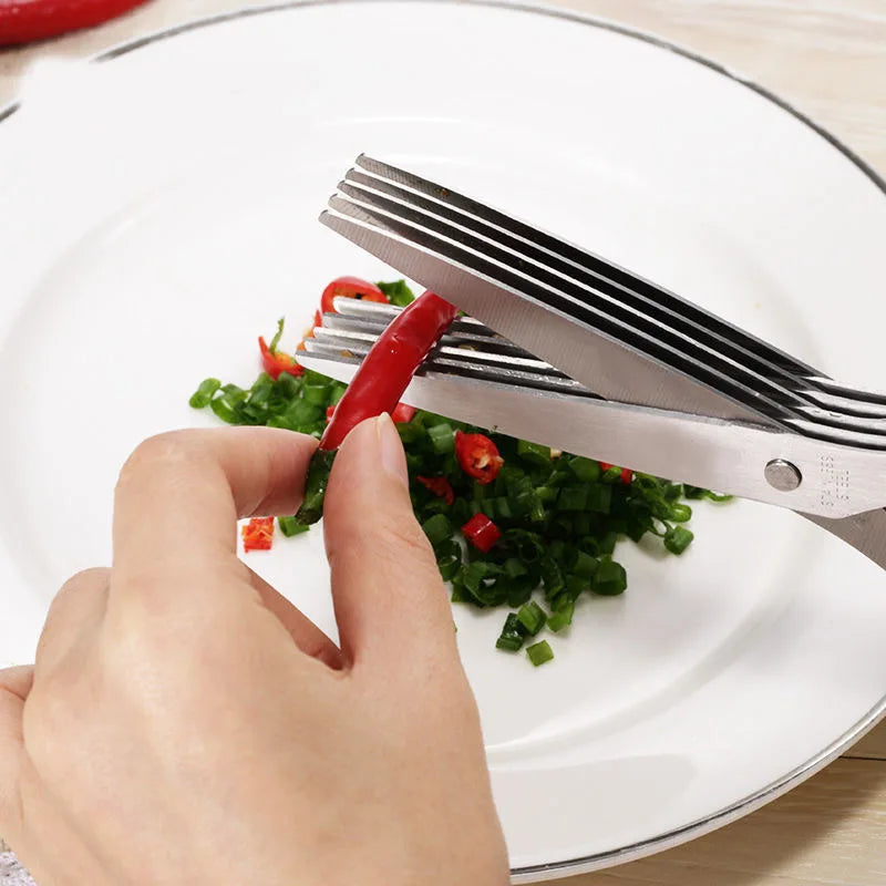 3 5 Layer Kitchen Scissors Multi Functional Stainless Steel Pepper