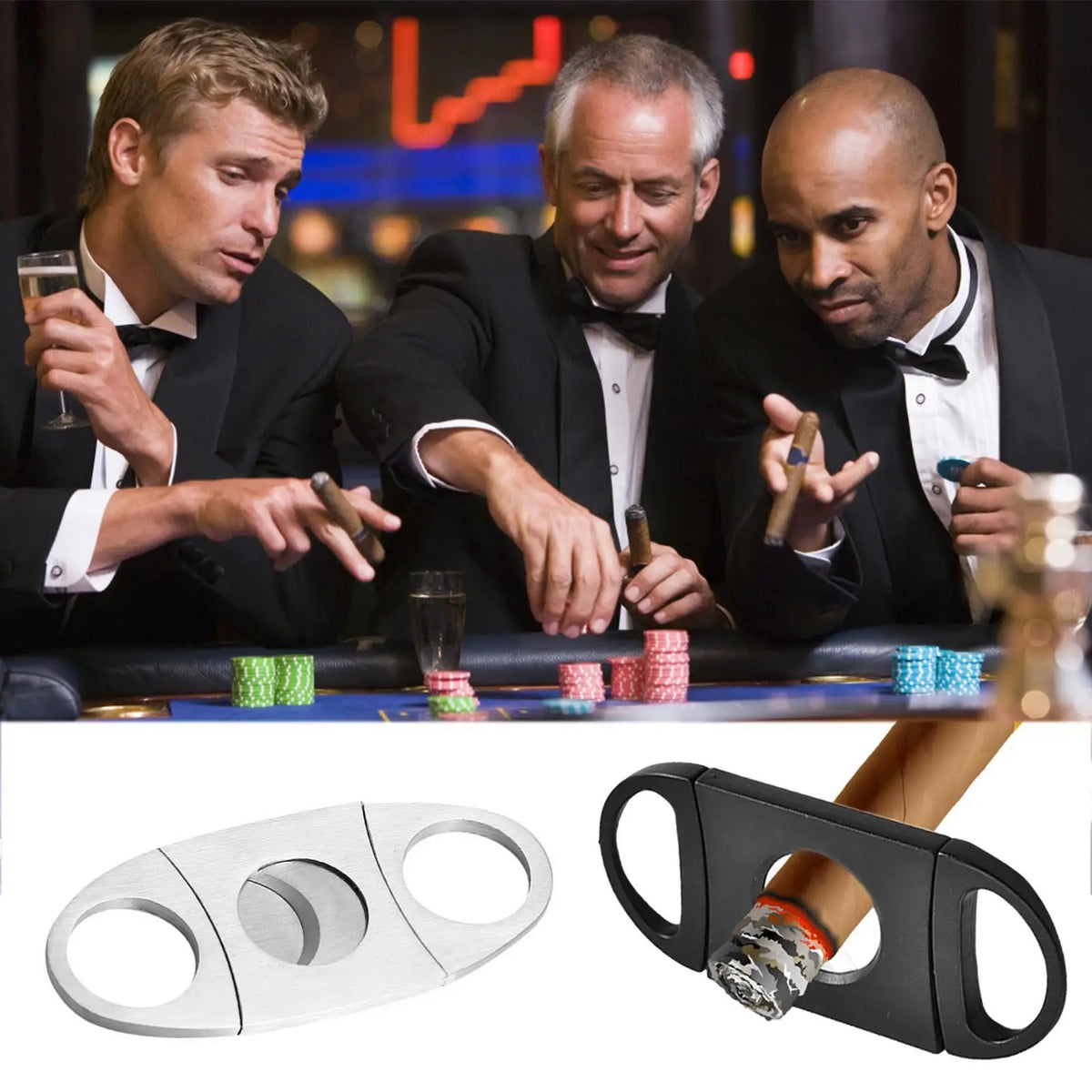 Double Blade Stainless Steel Cigar Cutter | Guillotine Style