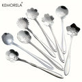 8-Piece Golden Flower Mini Spoon Set – Stainless Steel Dessert