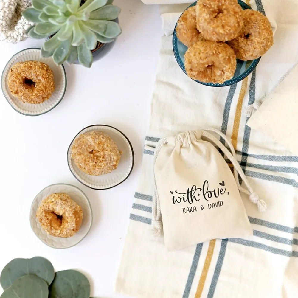 Personalized "With Love" Cotton Wedding Favor Bags | Gift Bags
