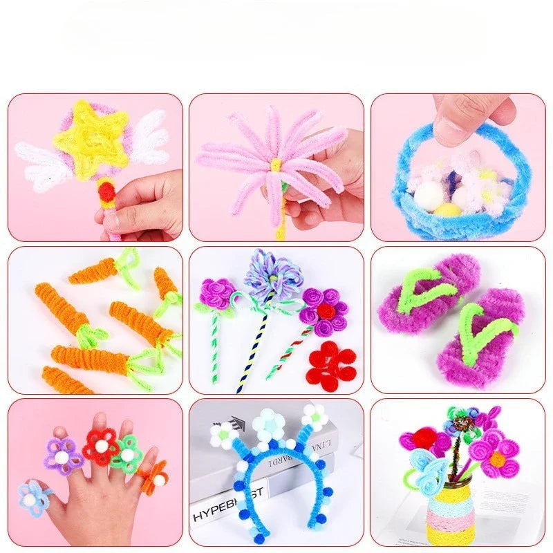 Macaron Fluffy Pipe Cleaners – Thick Plush DIY Craft Twist Sticks