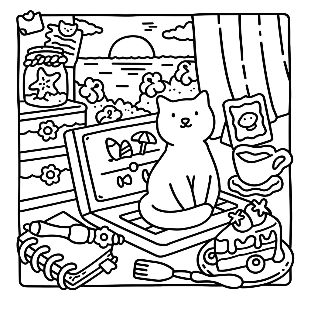 Coloring Books Artistic Therapy Friend Relaxing Moments Cat Designs