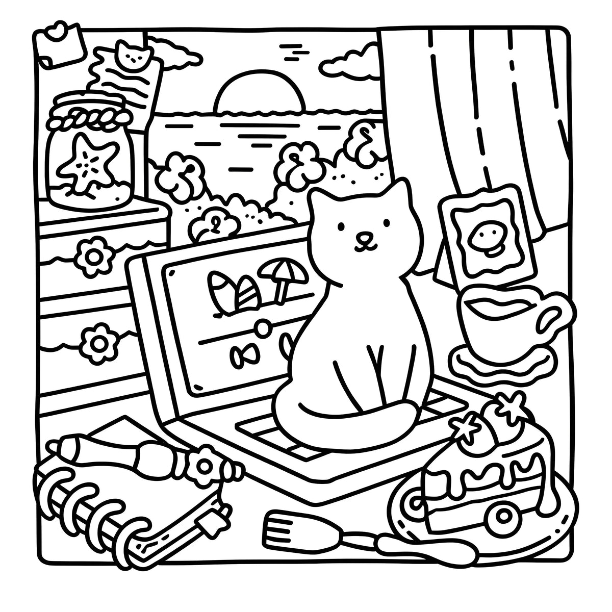 Coloring Books Artistic Therapy Friend Relaxing Moments Cat Designs