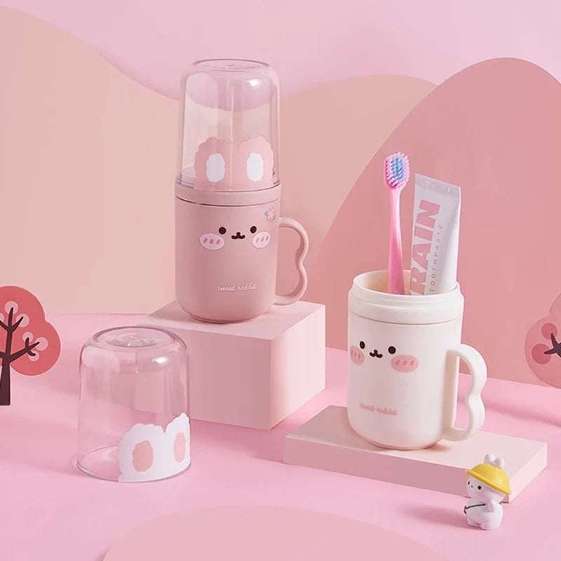 Kids Cartoon Mouthwash Cup & Toothbrush Holder | Travel Set