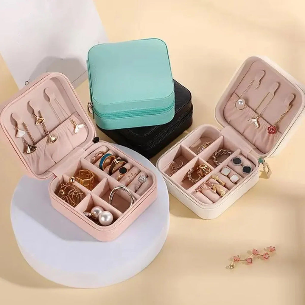 Portable Jewelry Storage Box Home Travel Mini Ring Earring Necklace