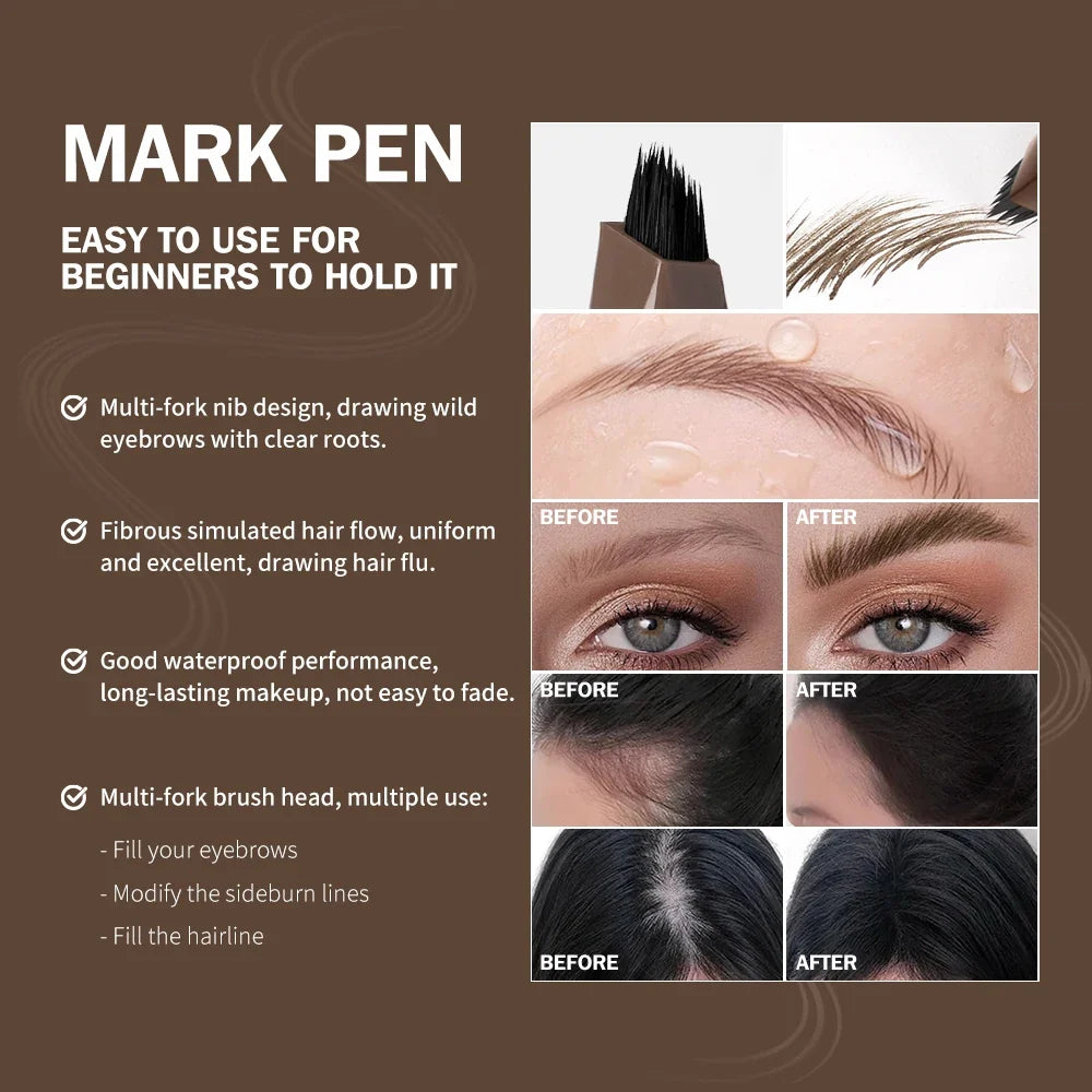4D Fork Tip Eyebrow Pen – Waterproof Microblading Pencil