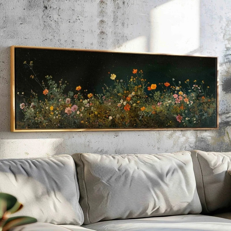 Wildflowers at Night Canvas Wall Art | Moody Dark Floral Print