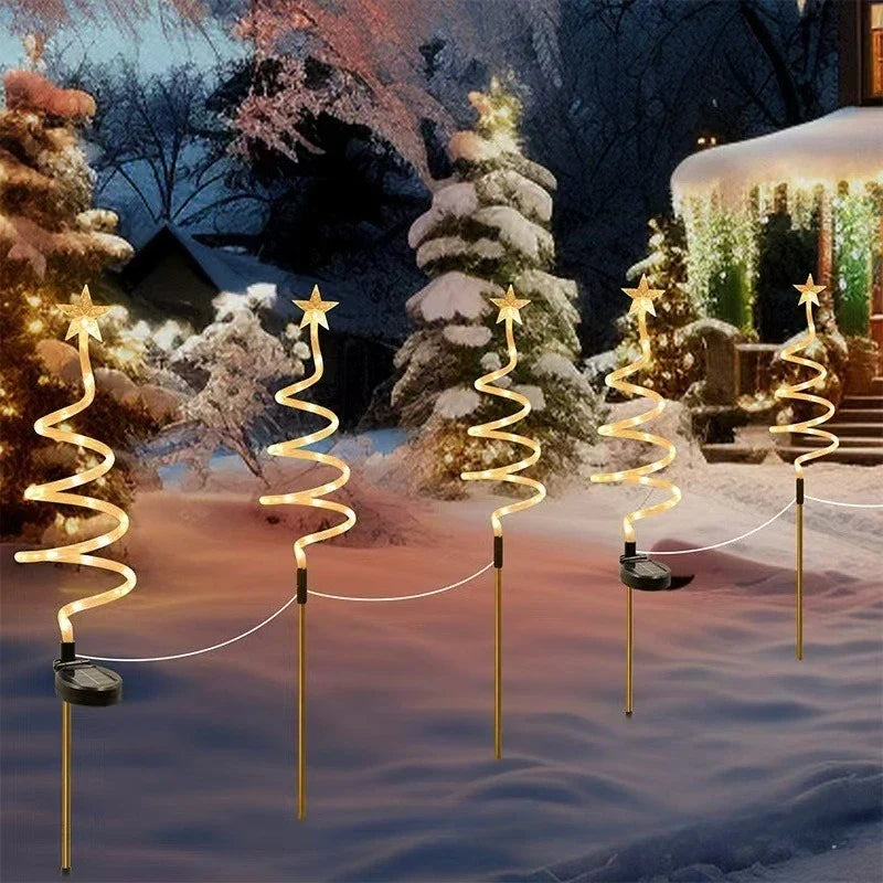 Led Solar Floor Insert Lights Spiral Christmas Garden Lawn Camping