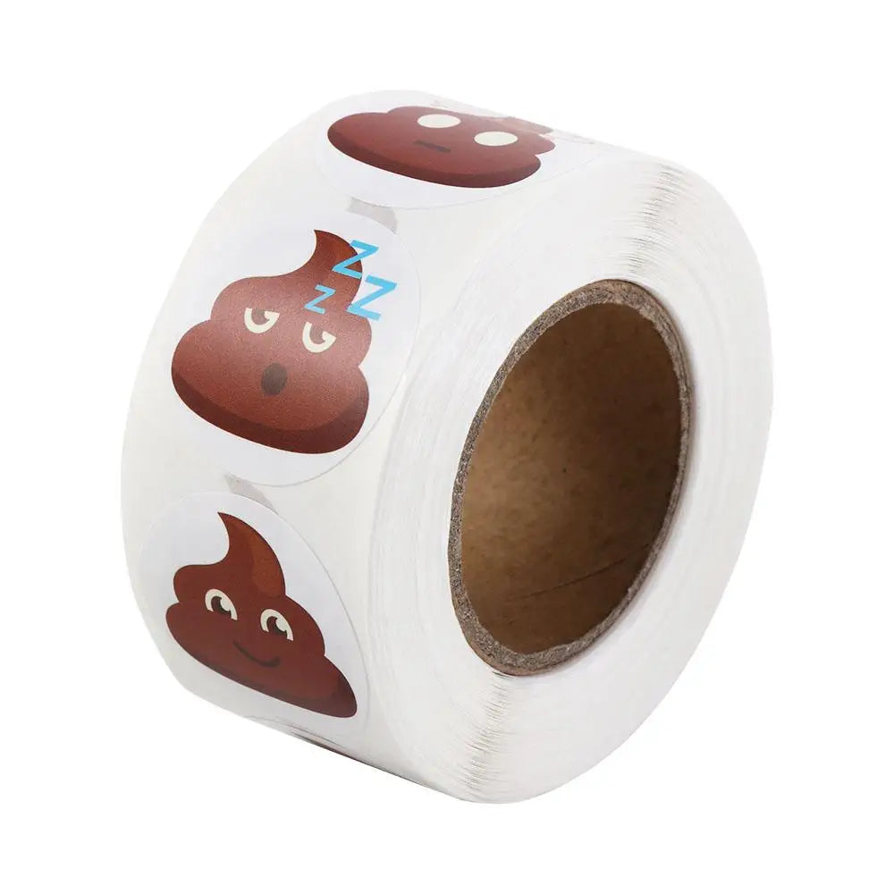 500pcs Poop Emoji Self-Adhesive Stickers – 1" Funny Roll