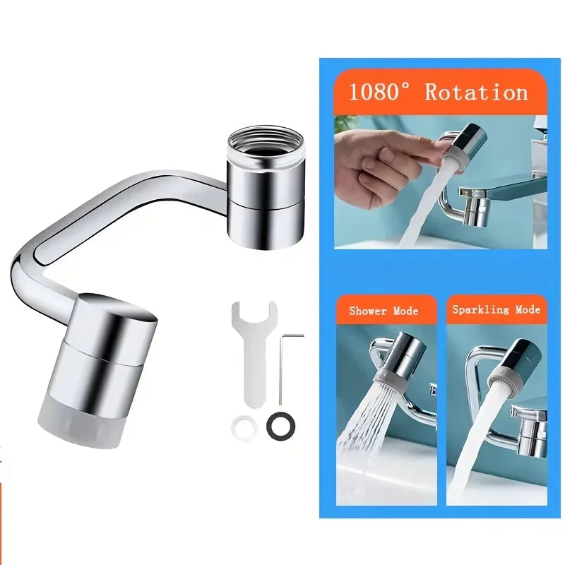 1080° Swivel Stainless Steel Faucet Extender | Dual Spray Mode