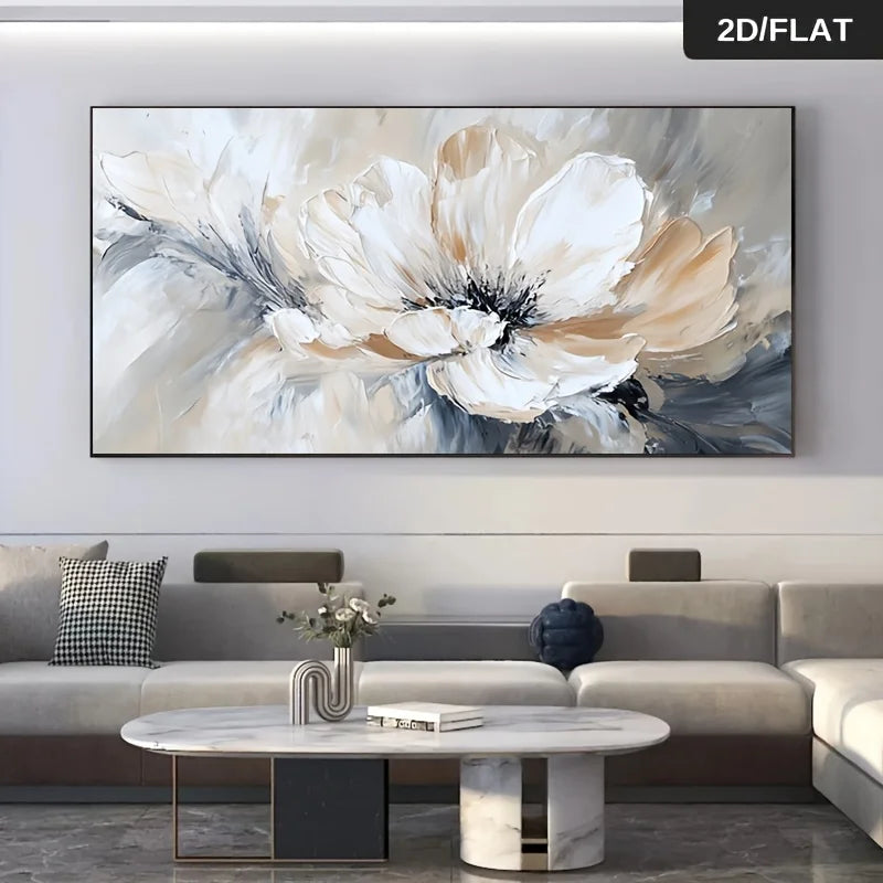 Large Abstract Floral Canvas Wall Art – Modern Vintage Flower Print