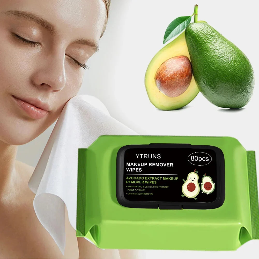 80 PCS Avocado Makeup Remover Wipes – Deep Cleanse & Travel