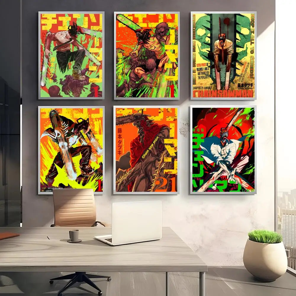 Chainsaw Man Anime Poster Self-Adhesive Wall Art Sticker