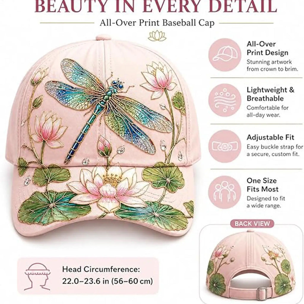 Hummingbird Floral Baseball Cap | Breathable Cotton Sun Hat