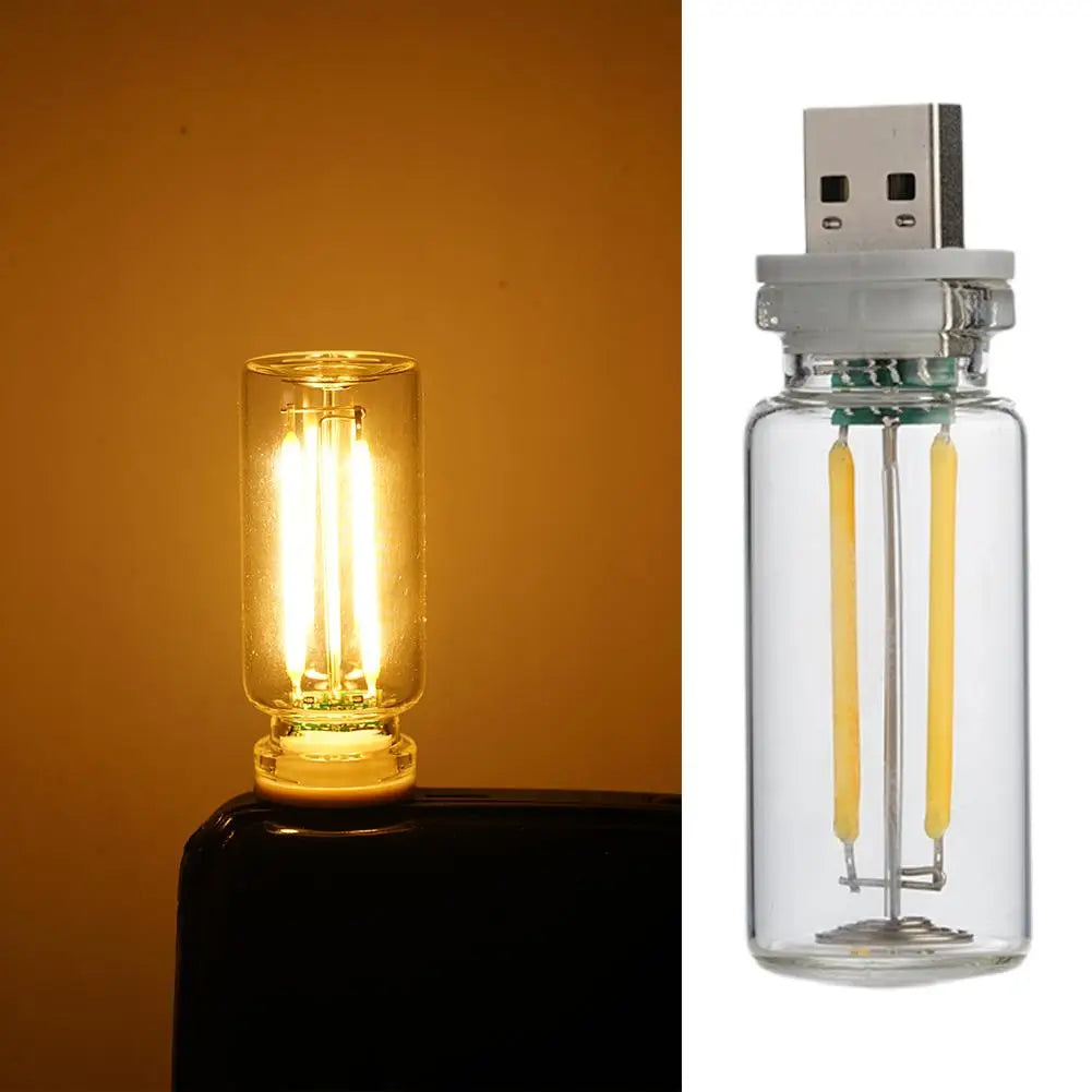 Car USB Night Light Touch Control Dimmable LED Filament Lamp Plug