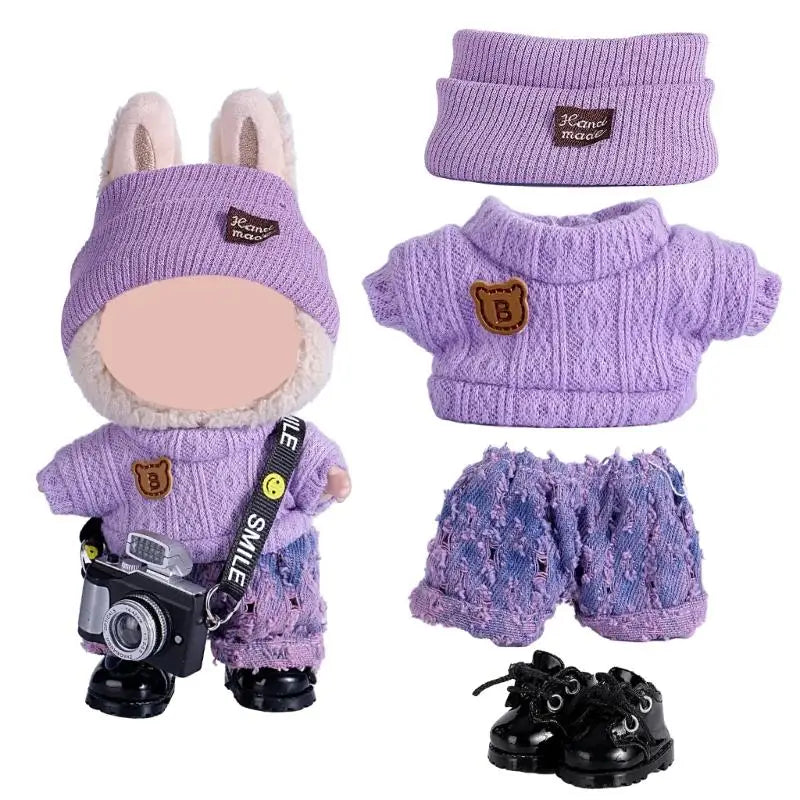 17cm Doll Sweater Pants Hat Set | 1/12 Scale Fashion Outfit