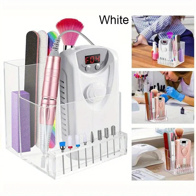 Clear Acrylic Nail Display Box Transparent Organizer Drill Bits