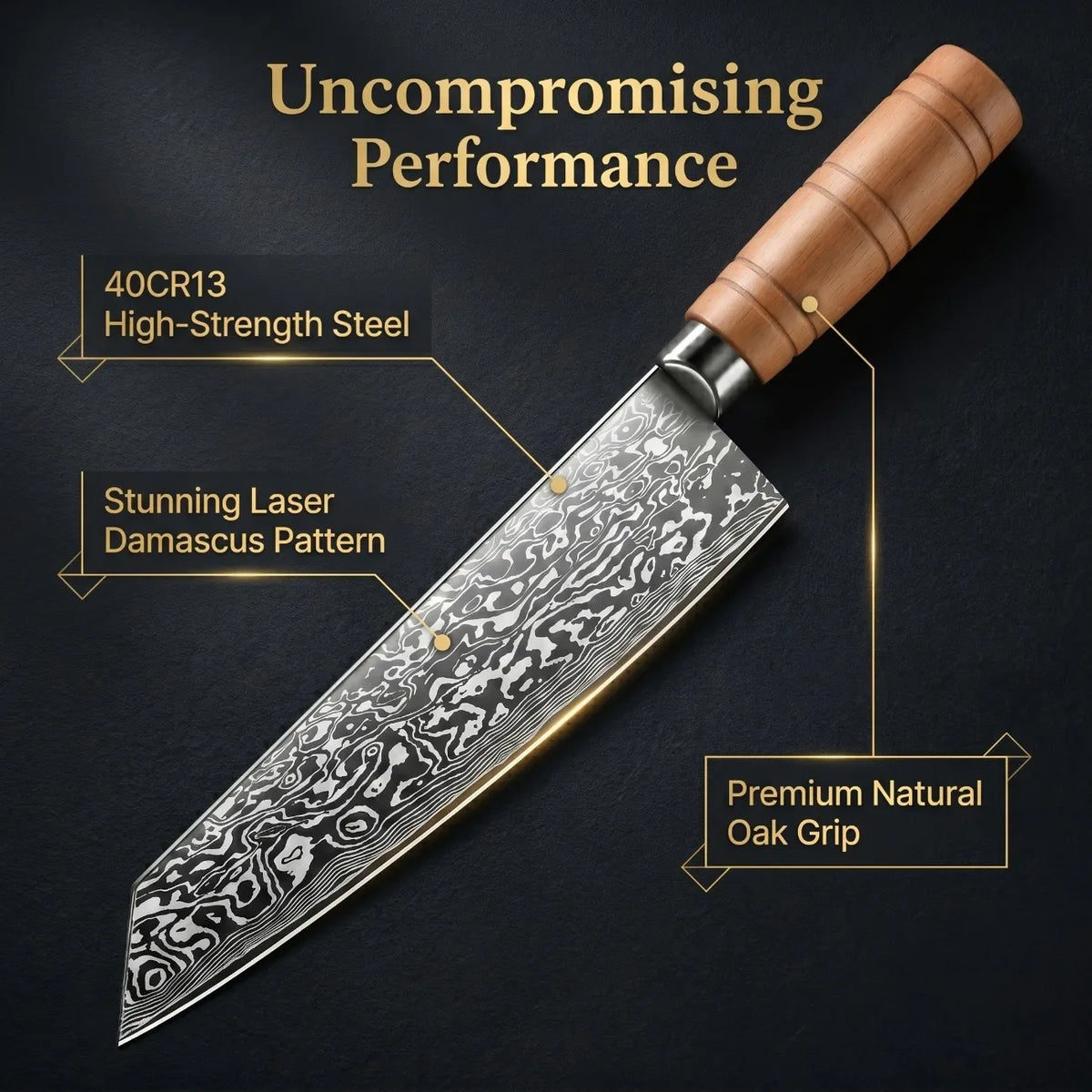 Professional Chef's Knife – 4Cr13 Stainless Steel & Oak Handle