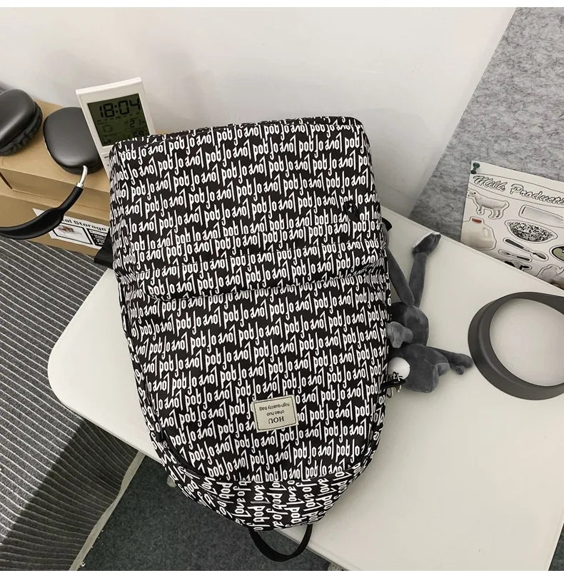 Unisex Words Print Backpack – Large School & Travel Daypack
