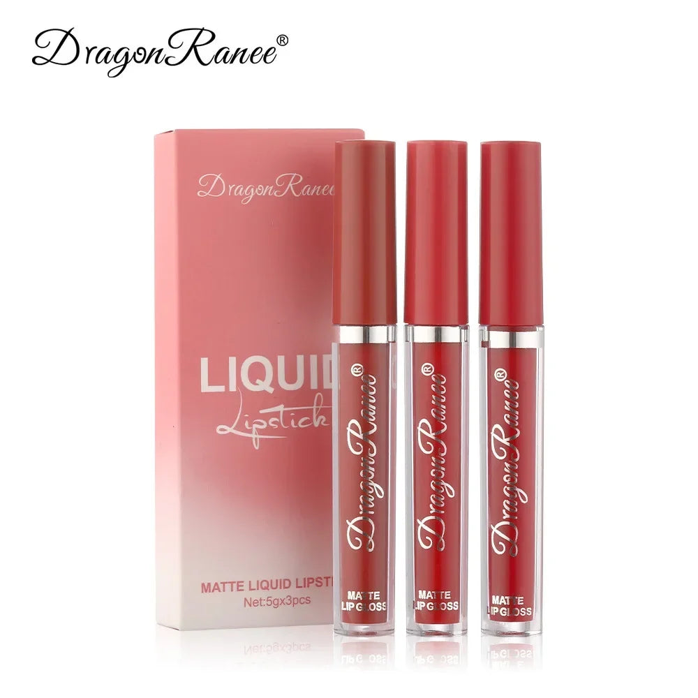 Dragon Ranee 3-Piece Velvet Matte Liquid Lipstick Set – Waterproof