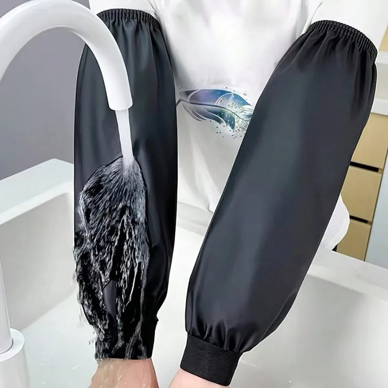 Heavy-duty Black Faux Leather Arm Sleeves Waterproof Oil-resistant