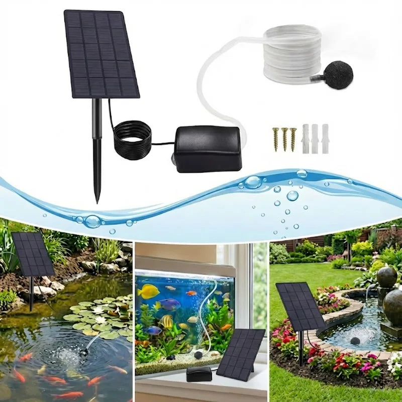 2.5W Solar Pond Aerator Pump with Air Stones – Fish Tank