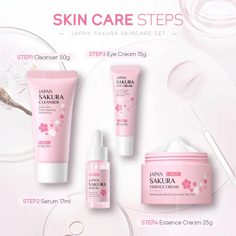 LAIKOU Sakura 4-Piece Hydrating Brightening Skincare Set