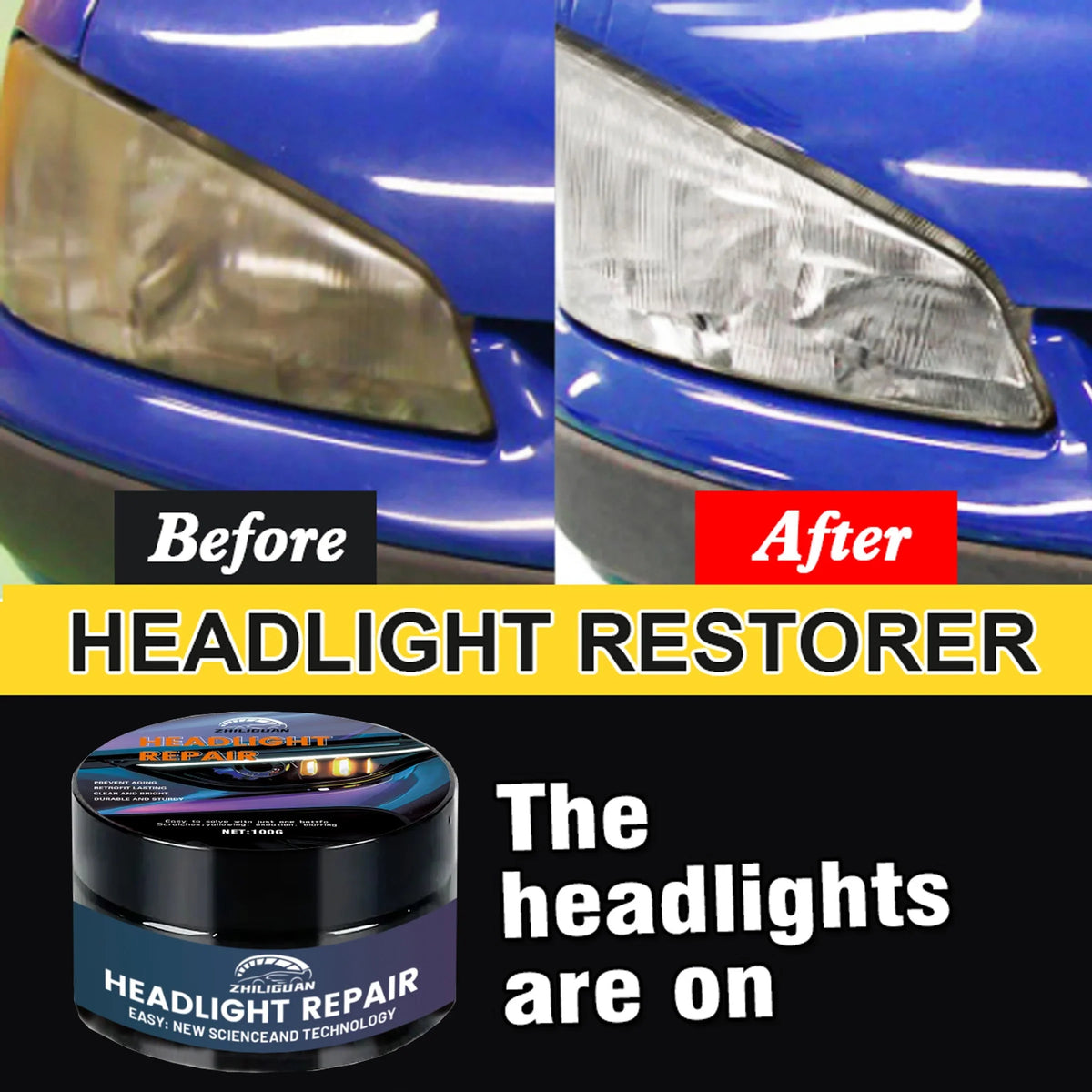 Headlight Restoration Kit – Remove Yellowing & Haze | Car Care