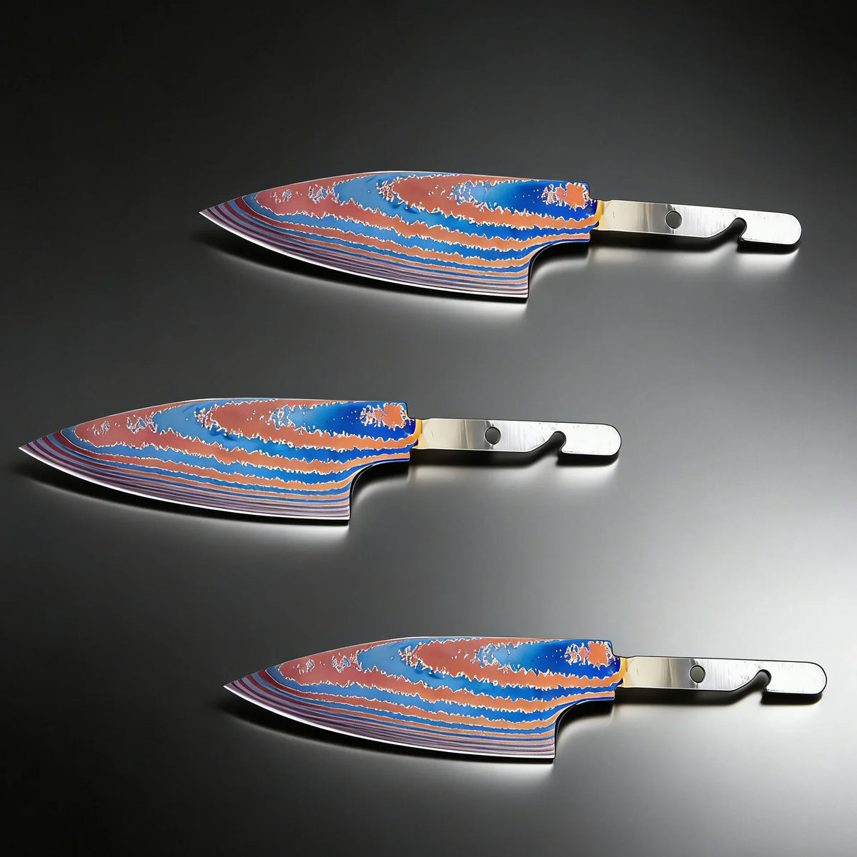 Hand Forged Titanium Damascus Blank Blade Fruit Knife – No Handle