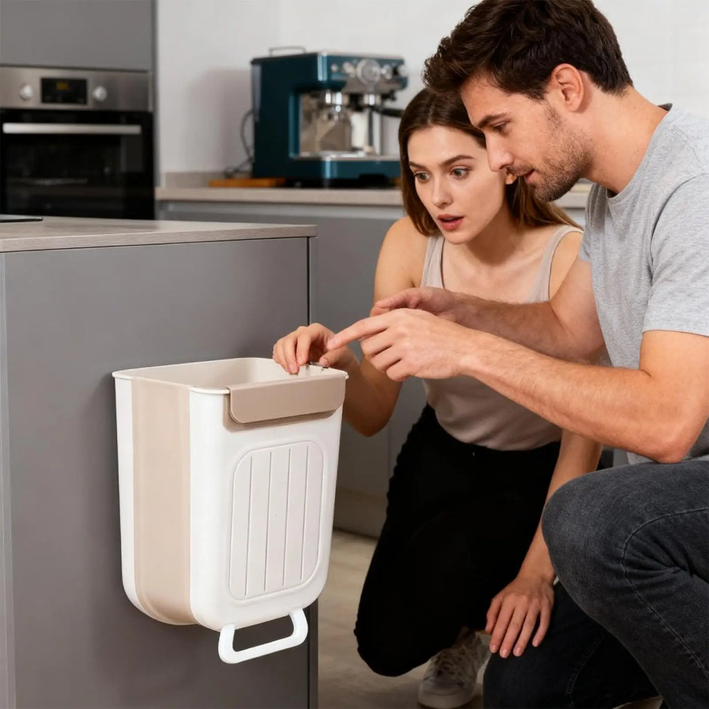 11L Foldable Wall Mounted Trash Can – Kitchen & Bathroom Bin