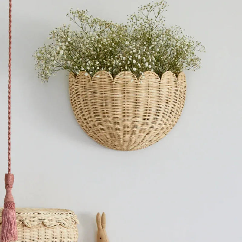 Garden Rattan Wall Hanging Key Storage Basket Home Decoration Toys
